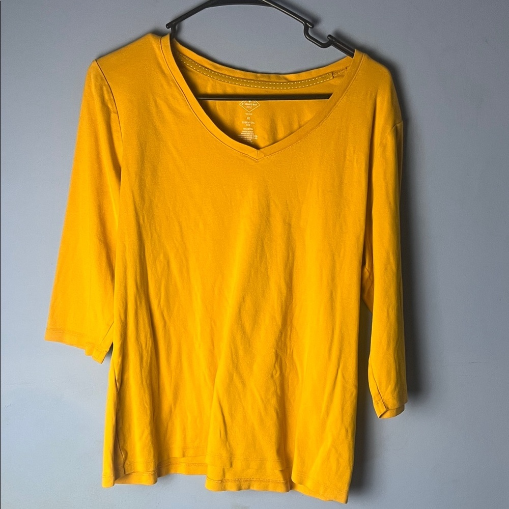 Bright Yellow V-Neck Women's Top - Picture 1 of 2